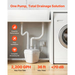SucceBuy Utility Sink Pump 36 ft 1 HP 2200 GPH with 3 Water Inlets 1 Outlet Aluminum for Sink Shower Wash Bin Kitchen Basement