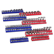 Bild in Galerie-Viewer laden, Amocart 6pcs/8pcs Blue+Red Magnetic Socket Organizer Set 3/8'' 1/2'' Metric SAE Socket Trays with Clear Labels for Tool Box

