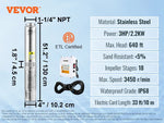 SucceBuy Deep Well Submersible Pump 0.5/1/1.5/2/3 HP 230V/60Hz Stainless Steel Water Pumps for Industrial, Irrigation & Home Use