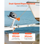 SucceBuy 2000lbs Electric Boat Winch 12V DC 300W with Wired Remote Control Hand Crank Reversible Electric Trailer Winch for Boat