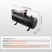 Charger l'image dans la visionneuse de galerie, Amocart 12V Air Compressor with Tank 3/6L Train Horn Air Compressor 120psi Air Compressor System for Train Horn/Inflating Tire
