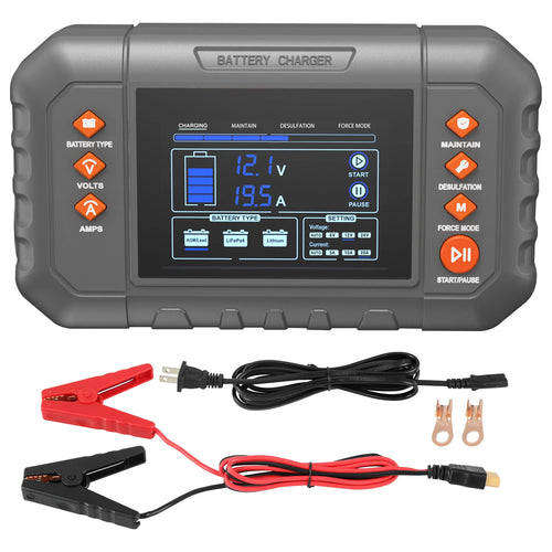 SucceBuy Smart Battery Charger 20-Amp Lithium LiFePO4 Lead-Acid (AGM/Gel/SLA) LCD Display Trickle Charger, Boat Motorcycle Use