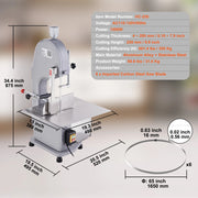 Charger l'image dans la visionneuse de galerie, Amocart Commercial Electric Meat Bandsaw Stainless Steel Countertop Bone Sawing Machine 0.16-7.9 Inch Cutting Thickness Frozen Meat Cutter with 6 Blades for Rib Pork Beef
