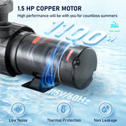 Charger l'image dans la visionneuse de galerie, Amocart Swimming Pool Pump 1.5HP / 2.0HP Single Speed Pumps for Above Ground Pool with Strainer Filter Basket ETL Certification
