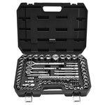 Amocart Socket Set 86 Pieces 3/8 1/4 1/2in Drive Socket and Ratchet Set SAE Metric Mechanic Tool Kit with Ratchet Wrench