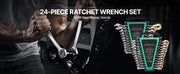 Charger l'image dans la visionneuse de galerie, Amocart Combination Wrench Set 24/30-Piece Ratcheting Wrench Set with Organizer Rack Cr-V Steel Wrench Set SAE  Metric
