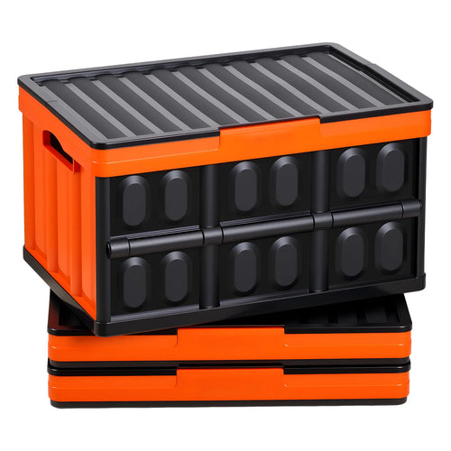 Amocart 45L 3Packs Plastic Collapsible Storage Bins with Lids Stackable Folding Storage Crates Baskets for Home Organizing