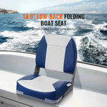 Amocart Boat Seat 18.9" Low Back Boat SeatFolding Boat Chair with Thickened Sponge Padding & Hinge Fold-Down Boat Captain Chair