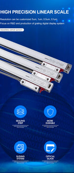 Ultra-accurate Dro NT800 3 Axis Kit AC90-260V & 50-1000mm Linear Glass Scale Encoder Digital  Ruler for Lathe Milling Machines