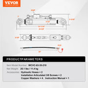 Charger l'image dans la visionneuse de galerie, Amocart Hydraulic Top Link Cat.1-1 Hydraulic Cylinder with 2 Hoses&amp;G3/8" Check Valve High-Sealing Check Valve Easy Installation
