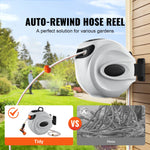 Amocart Retractable Hose Reel 180° Swivel Bracket Wall-Mounted Garden Water Hose Reel with 9-Pattern Nozzle Automatic Rewind