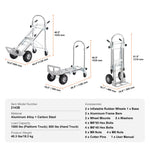 Amocart Folding Hand Truck Aluminum Heavy Duty Industrial Collapsible Dolly Cart for Transport Moving in Warehouse Supermarket