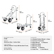 Charger l'image dans la visionneuse de galerie, Amocart Folding Hand Truck Aluminum Heavy Duty Industrial Collapsible Dolly Cart for Transport Moving in Warehouse Supermarket
