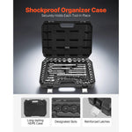 Amocart Socket Set 86 Pieces 3/8 1/4 1/2in Drive Socket and Ratchet Set SAE Metric Mechanic Tool Kit with Ratchet Wrench