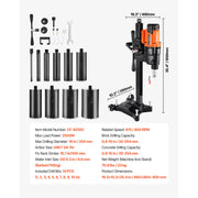 Bild in Galerie-Viewer laden, Amocart Diamond Core Drilling Machine Stand-Mount Dry and Wet Concrete Core Drill Rig with Bits UNC1 1/4-7 Thread for Concrete
