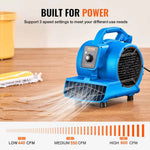 Amocart Floor Blower 1360 RPM 600 CFM Air Mover for Drying and Cooling Portable Dryer for Janitorial Home Plumbing Commercial