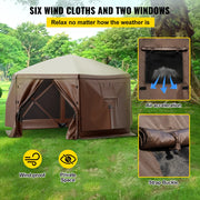 Charger l'image dans la visionneuse de galerie, Amocart Pop-up Camping Gazebo Camping Canopy Shelter 6 Sided 12' x 12' / 10' x 10' Sun Shade Tents &amp; Canopies Camping &amp; Hiking
