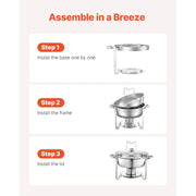 Bild in Galerie-Viewer laden, Amocart 5 Qt 2 4 Pack Round Chafing Dish Buffet Set Stainless Steel Chafer w/ 4 Full Size Pan Catering Warmer Server for Party
