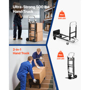Charger l'image dans la visionneuse de galerie, Amocart 2 in 1 Folding Hand Truck 500lb Load Capacity for 4-Wheel Mode Convertible Hand Truck Dolly with Wheels for Moving Home
