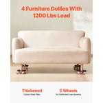 SucceBuy 4PCS Furniture Dolly 1200Lbs/3474Lbs Fridge Movers with 5 360° Rotation Wheels&Lift Slider Tool Set for Appliances Sofa