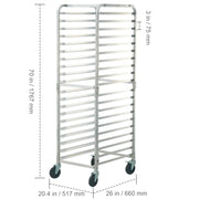 Charger l'image dans la visionneuse de galerie, Amocart 20-Tier Sheet Bun Pan Rack Commercial Bakery Rack with Wheels Aluminum Racking Trolley for Kitchen Restaurant Cafeteria
