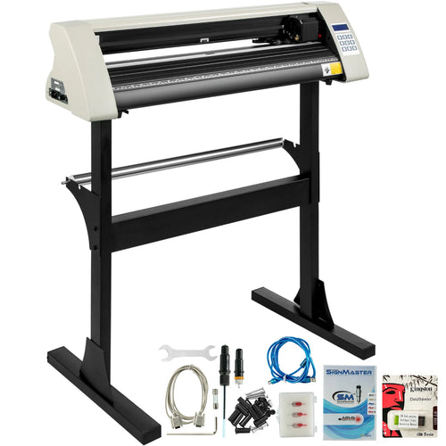 Amocart 28Inch Vinyl Cutter/Plotter Sign Cutting Machine Software 3 Blades Backlight LCD Display White SIGNMASTER Software