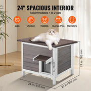 Bild in Galerie-Viewer laden, Amocart Outdoor Cat House Weatherproof, Feral Cat Shelter for Cat Outdoor Wooden Cat Rabbit House with All-Round Foam Insulated
