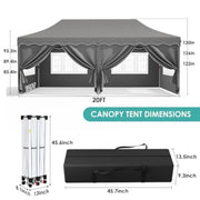 Load image into Gallery viewer, 10x20ft Pop up  Tent w/6 Sidewalls Heavy Duty Wedding Party Tent Height Adjustable Large Commercial Gazebo  Sun Protection Shel
