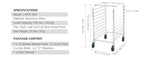 Amocart 10/20 Sheet Bun Pan Rack Commercial Bakery Racks with Brake Wheels Aluminum Racking Trolley Storage for Bread Baking