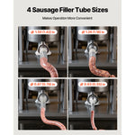 SucceBuy Electric Sausage Stuffer Stepless Speed Control Foot Pedal Stainless Steel Heavy Duty Sausage Filler w/4 Stuffing Tubes