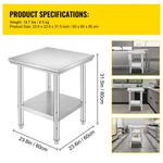 Amocart Stainless Steel Kitchen Work Bench Commercial Catering Table Worktable w/Undershelf 330LBS 286LBS for Restaurant Garage