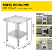 Bild in Galerie-Viewer laden, Amocart Stainless Steel Kitchen Work Bench Commercial Catering Table Worktable w/Undershelf 330LBS 286LBS for Restaurant Garage
