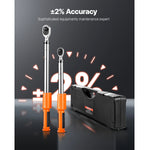 SucceBuy Digital Torque Wrench Set 2 Pieces1/2 3/8 Inch Drive 72-Tooth ±2% Torque Wrench w/Preset Value Buzzer LED Motorcycle