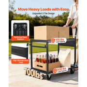 Bild in Galerie-Viewer laden, Amocart 700 lbs 2 Tier Foldable Heavy Push Cart Dolly Platform Hand Truck with Wheels Moving Flatbed Cart for Warehouse Garage
