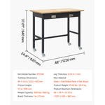 SucceBuy 48-inch Workbench 1500 lbs Capacity Garage Workbench with Drawer Storage & Wheels Workshop Bench on Wheels for Workshop