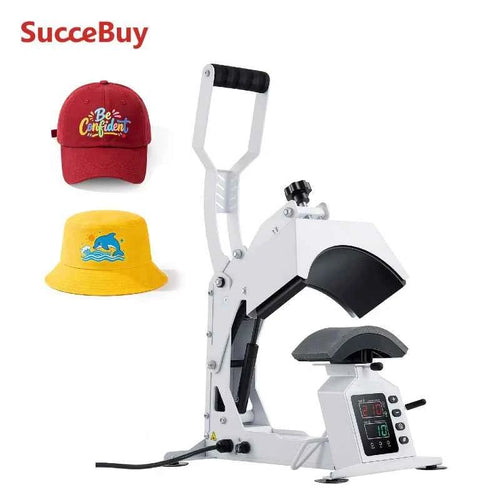 SucceBuy Hat Heat Press Machine 8.5 x 4 in Large Heating Plate with Caps Stretcher Precise Temperature Time Control Heat Press