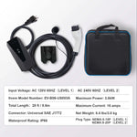 Amocart Level 1+2 Portable EV Charger 16Amp 120V or 240V 28-Foot Charging Cable Plug-in EV Charging Station for SAE J1772 EVs
