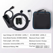 Bild in Galerie-Viewer laden, Amocart Level 1+2 Portable EV Charger 16Amp 120V or 240V 28-Foot Charging Cable Plug-in EV Charging Station for SAE J1772 EVs
