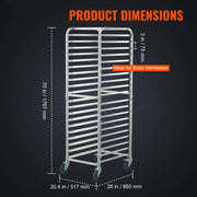 Charger l'image dans la visionneuse de galerie, Amocart 20-Tier Sheet Bun Pan Rack Commercial Bakery Rack with Wheels Aluminum Racking Trolley for Kitchen Restaurant Cafeteria
