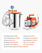 SucceBuy 1.5 / 3 / 5 Gallon Vacuum Chamber & 3.5CFM Single Stage Pump Kit with 4.92ft Hose for Degassing Resin Silicone Epoxies
