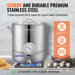 SucceBuy Stainless Steel Kettle 5 GALLON Brewing Pot Tri Ply Bottom for Beer Brew Kettle Pot Home Brewing Supplies Includes Lid