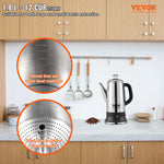 Amocart 12-Cup Electric Percolator Coffee Pot 304 Stainless Steel Coffee Percolator with Keep Warm Function