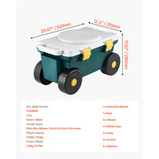 Bild in Galerie-Viewer laden, Amocart Garden Scooter with Seat 2in1 Rolling Garden Cart w/ Storage Bin Supports up to 227lbs Outdoor Wagon w/ Handle for Yard
