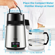 Bild in Galerie-Viewer laden, Amocart 4L Water Distiller Purifier Filter 1 L/H Distilling Speed Dispenser Drinking Bottle Softener Touch Screen Home Use
