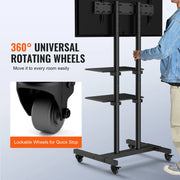 Charger l'image dans la visionneuse de galerie, Amocart Mobile TV Stand Height Adjustable TV Stand w/ Wheels Double Tray for Audio-Visual Devices Rolling TV Stand for Bedroom
