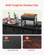 SucceBuy Camping Kitchen Table Outdoor Cooking Table Aluminum Lightweight Portable Cook Station for BBQ Party Picnic RV Travel
