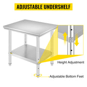 Bild in Galerie-Viewer laden, Amocart Stainless Steel Kitchen Work Bench Commercial Catering Table Worktable w/Undershelf 330LBS 286LBS for Restaurant Garage
