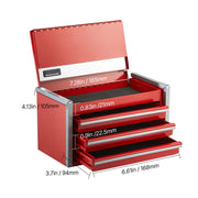 Charger l'image dans la visionneuse de galerie, Amocart 8.6in 3 Drawers Metal Tool Box Portable Tools Chest with Feet Pads &amp; Ball Bearing Powder Coated Tool Storage for Garage
