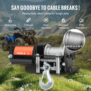 Charger l'image dans la visionneuse de galerie, Amocart 2000lbs Electric Car Winch ATV/UTV Steel Cable Winch with Wired Remote Control for Towing Off-Road Vehicle Jeep Truck
