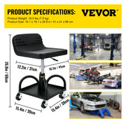 Bild in Galerie-Viewer laden, Amocart Rolling Garage Stool Car Detailing Stool Adjustable Height Mechanic Seat With Tool Tray Workshop Auto Repair Shop Stool
